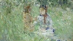 Woman and Child in a Meadow at Bougival, by Berthe Morisot (1892)