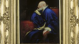 An enamel portrait of George III depicted as an elderly man by Joseph Lee (1780-1859)