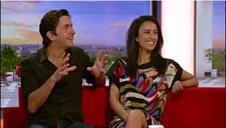 Justin and Anita on the BBC Breakfast sofa