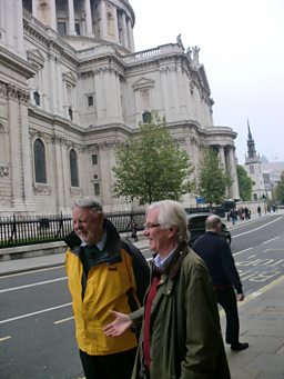 Terry and Christopher alongside St Paul's Cathedral