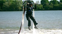 Jem Stansfield flies his water-powered jet pack