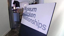A sign reads: Museum of Broken Relationships