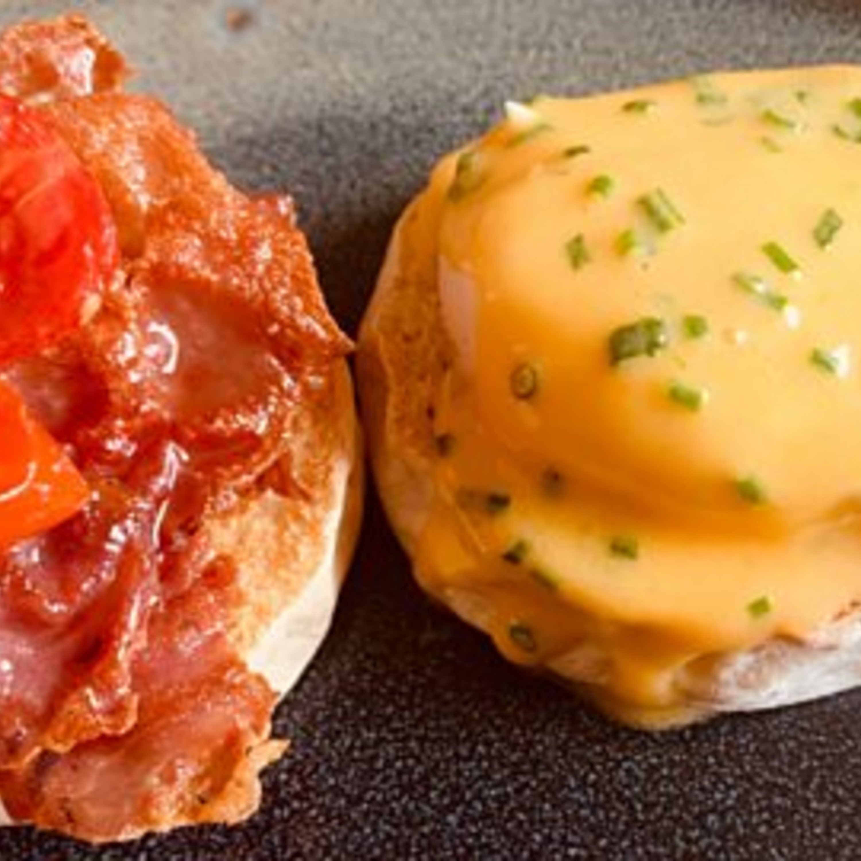 Homemade English Muffins with Ham, Egg and Tomato