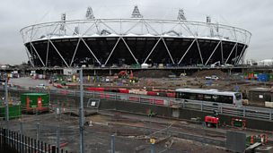 Image for Olympic site builder: "We used half a breeze block as a shot put"
