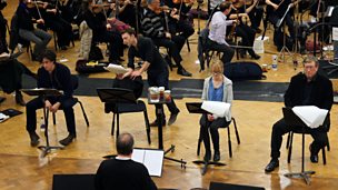Image for Epilogue (Neil Brand with actors: Stephen Mangan, Claire Skinner, Philip Jackson, Carl Prekopp and conductor Timothy Brock)