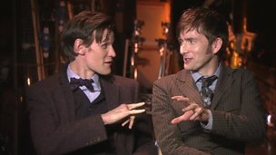 Image for Matt Smith and David Tennant Interviewed Behind the Scenes of the Doctor Who 50th Anniversary Special