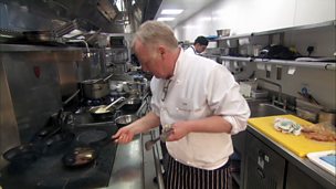 Image for The contestants are in a professional kitchen and comedian Les Dennis is feeling the pressure
