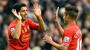 Image for Luis Suarez scores Liverpool's third against Fulham