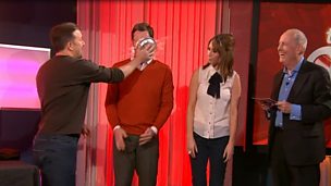 Image for Ricky Gervais + a cream pie = A messy Matt Baker