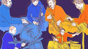 Image for Tom Service meets Hans Koller & 'Eins, Zwei, Drei, Tier' is performed by Noszferatu & the Alexander von Schlippenbach Trio