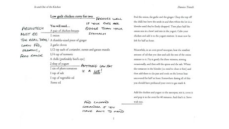 In and Out of the Kitchen: annotated by Damien Trench