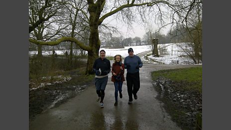 Mark Ravenhill and Mark Lawson running