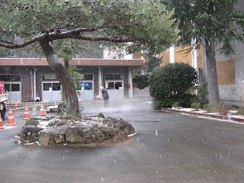 Attempting to remove radioactive contamination from concrete surfaces