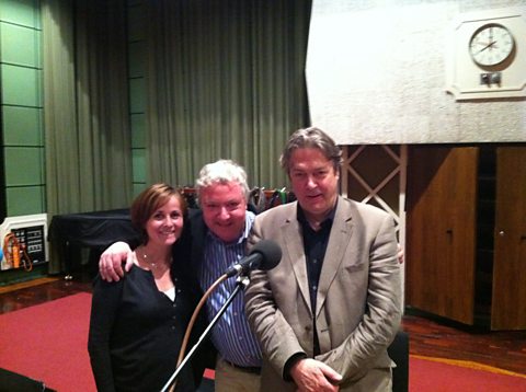 With Great Pleasure recording in Maida Vale. Amanda Root, John Sessions and Roger Allam