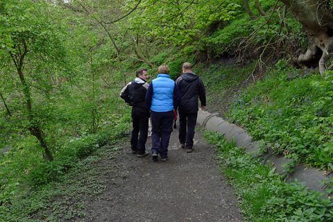 Walking through Holywell Dene