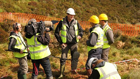 Dan and the dig team on the bog site