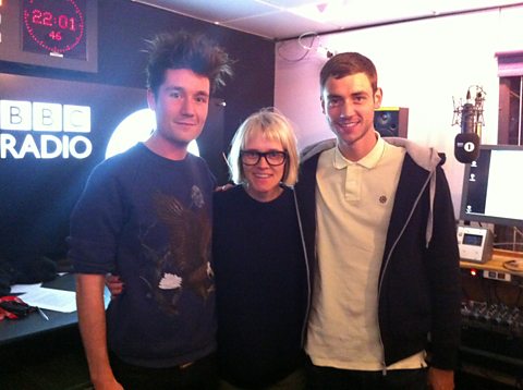 Dan from Bastille and Liam from SB.TV with Edith