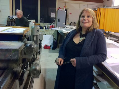 Presenter and artist Susan Aldworth at the Curwen Studios during her time working with Stanley Jones