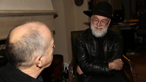 Tony Robinson and Sir Terry Pratchett talking