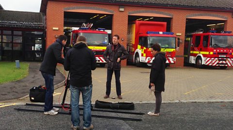 Matt filming at the fire station