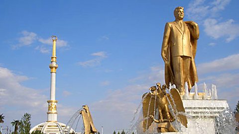 One of many monuments to the President of Turkmenistan, the Turkmenbashy