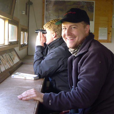 In one of the hides at Rainham Marshes
