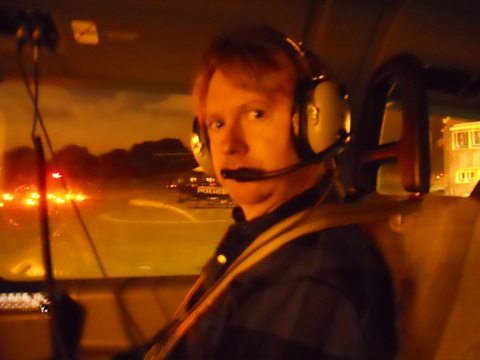 Paul Farley preparing for lift off into the night