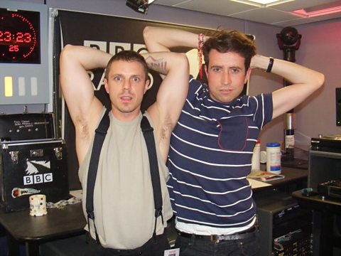 Jake Shears and Grim have a muscle-off