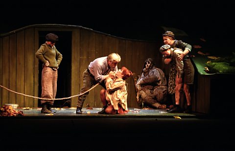 Act II: Alan Opie (Forester), Rosemary Joshua (Bystrouska) & Ernesto Panariello (Lapak, the dog)