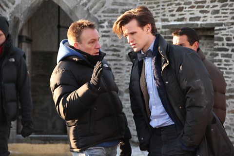 Stunt Co-ordinator Crispin talks to Matt on location