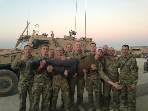 Greg trying to fit in with the Troops...