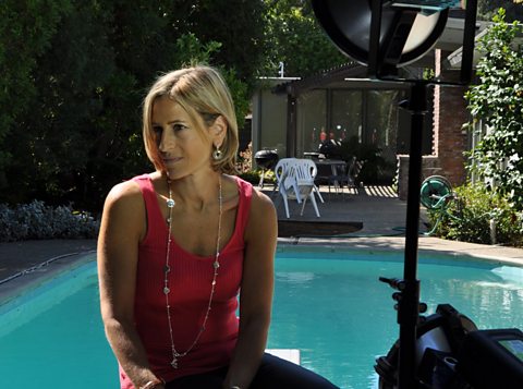 Emily Maitlis filming at the house Mark Zuckerberg and his friends rented in California