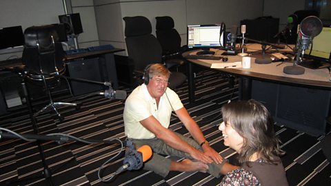 Edward Stourton attempting Yoga with Jane Craggs