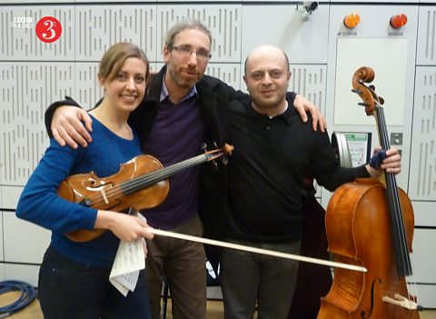 Pianist Noam Greenberg, violinst Marina Chiche and cellist Alexander Chuashian