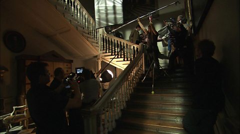 Filming on a staircase with Matt Smith