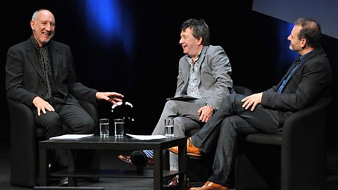 Pete Townshend in conversation with Radcliffe and Maconie at the end of the lecture