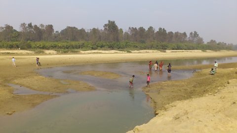 Filming at the river