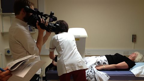 Filming a DEXA scan at Ipswich Hospital