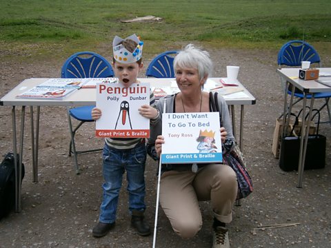 Eileen and her grandson at Stories in the Park event