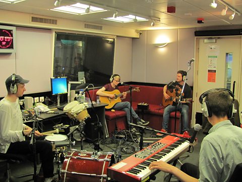 Alt-J in action playing live on the show