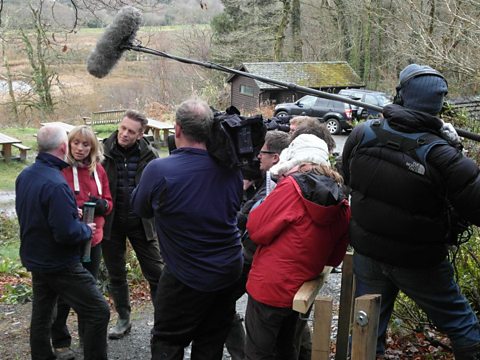 Filming the Christmas Special at Ynys-hir