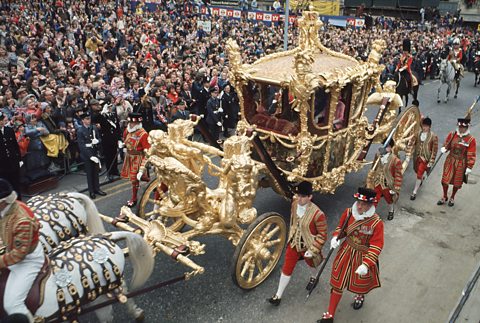 Silver Jubilee: Queen Elizabeth II arrives at St Pauls Cathedral, in the Gold State Coach
