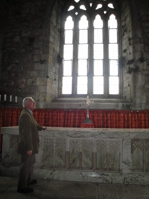 Bishop Stephen at the Communion table, Iona Abbey