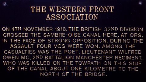 Plaque on bridge near where Owen was killed (Photo credit: Simon Patterson)