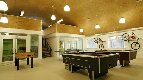 AFTER: GAMES HALL LOOKING TOWARDS THE NEW MEZZANINE