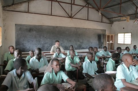 Stephen Fry with Turkana school children