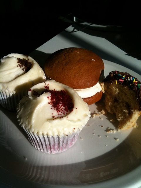 Cupcakes and a whoopie pie used in our taste test