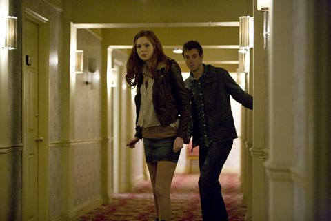 Amy and Rory roam the corridors 