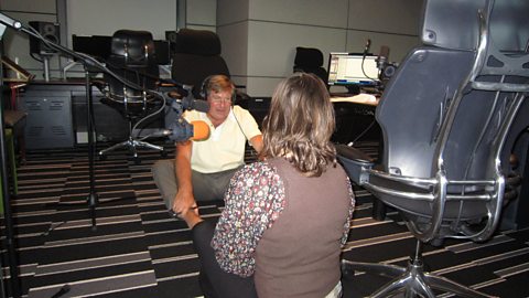Edward Stourton attempting Yoga with Jane Craggs
