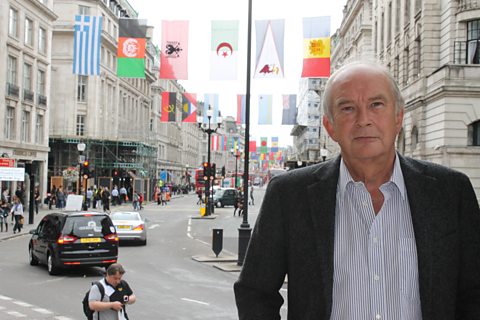John Waite in London's Regent St, newly decorated to welcome Olympic visitors  